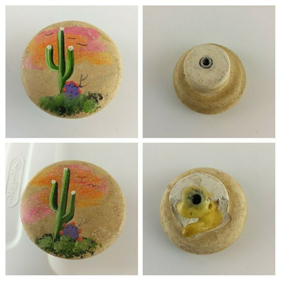 10 Southwestern clay hand-painted cabinet pulls - Picture 7 of 16